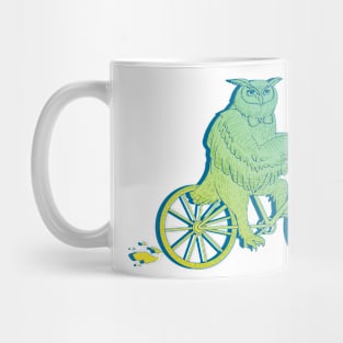 Owl on a Bike Green Mug